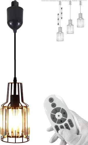 Vista 25 de Lámpara circular de cristal transparente tipo H colgantes de iluminación de pista de 1 pie con control continuo LED Edison bombillas temporizador