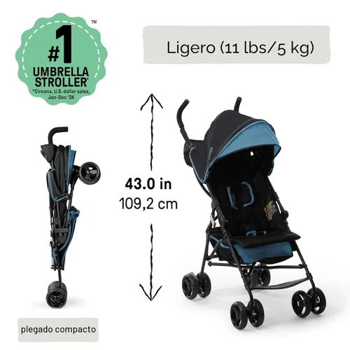 Vista 3 de Cochecito Ingenuity 3D Mini Convenience - Cochecito ligero con plegado compacto, reclinación multiposición, toldo con visera emergente - Cochecito