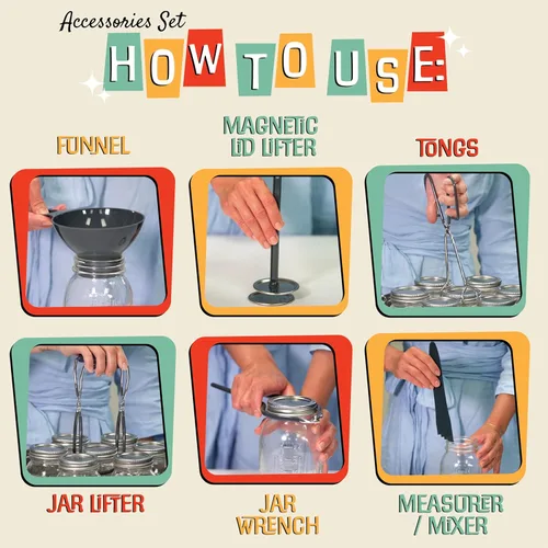 Vista 3 de CONCORD Juego de macetas de acero inoxidable de 20 cuartos de galón. Incluye estante para conservas, pinzas, elevador de tarros, embudo, llave