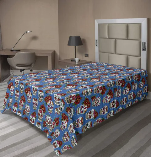 Vista 82 de Ambesonne Sábana encimera floral, patrón rítmico de ramas de bayas de Navidad, suave y cómoda, ropa de cama decorativa de 1 pieza, tamaño Verde