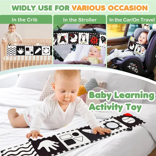 Vista 7 de Juguetes para bebés de alto contraste para recién nacidos