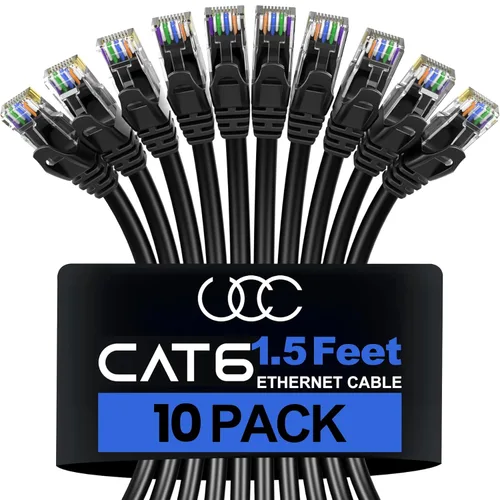 Vista 20 de Ultra Clarity Cables Cable Ethernet Cat 6 de 3 pies (paquete de 10), cable de conexión Cat6, cable de red Ethernet de alta velocidad de 10 Gbps 500