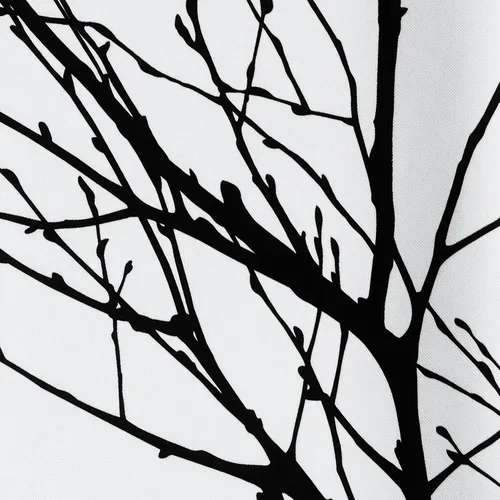 Vista 6 de FMFUNCTEX Cortina de cenefa 100% opaca en blanco y negro para cocina, baño, 18 pulgadas de largo, estampado de ramas de árbol, sala de estar