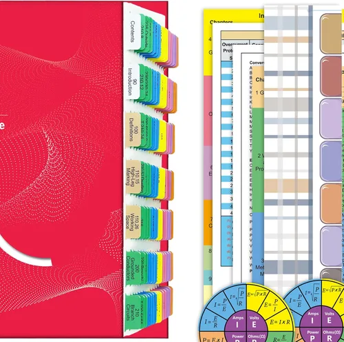 Pestañas de libro del Código Eléctrico Nacional (NEC) actualizadas 2023, 140 pestañas de índice codificadas por colores y laminadas, con calcomanías