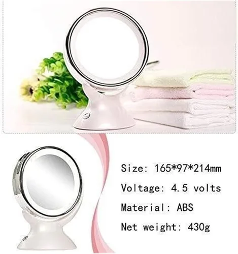 Vista 2 de DHAEY Espejo de maquillaje iluminado, espejo de tocador de doble cara de 6.49 pulgadas con luz LED natural ajustable, espejo de aumento 5X