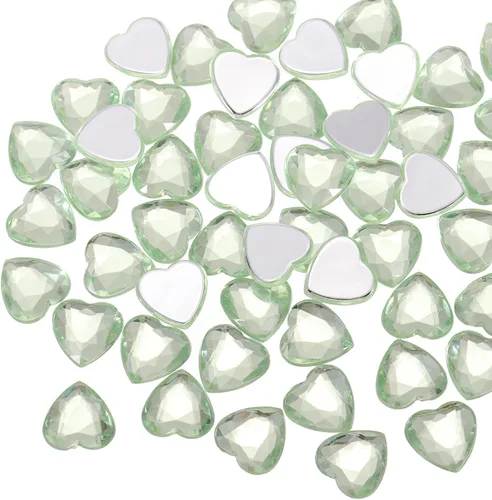 Vista 28 de MECCANIXITY 40 piezas de cuentas de acrílico con forma de corazón, 12 mm, con parte trasera plana, gemas de plástico para joyería, pegatinas