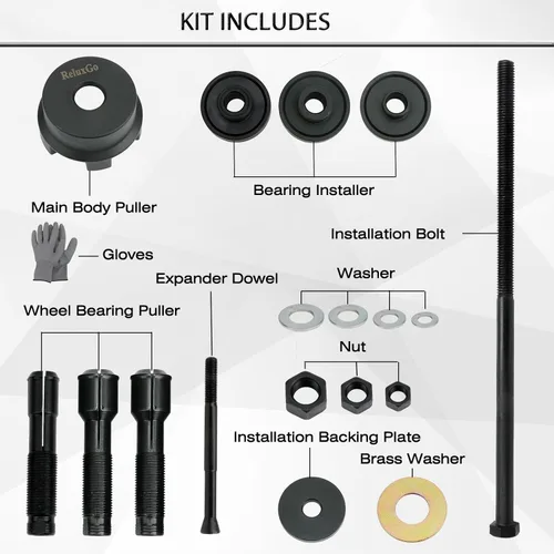 Vista 2 de ReluxGo Kit de herramientas de extracción de rodamientos de rueda para Harley Davidson, herramienta de extracción e instalación de rodamientos