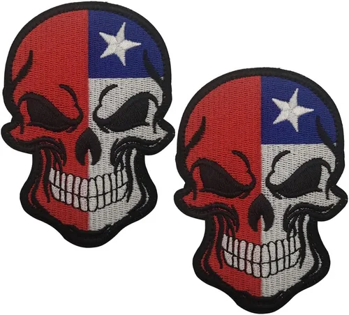 Vista 24 de 2 parches de bandera de AliPlus de España, parches de calavera bordados, tácticos, militares, moral, parche con gancho y bucle