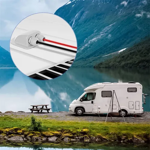 Vista 6 de Glándula de entrada de cable solar, cubierta de conector de cable doble solar impermeable, soporte de plástico solar fotovoltaico curvado ABS