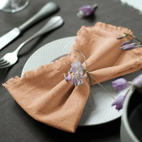 Vista 11 de Servilletas de tela hechas a mano 100% algodón con flecos, delicadas servilletas de tela hechas a mano para cenas, fiestas, bodas y más, 18 x 18
