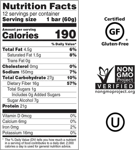 Vista 5 de No Cow Barras de proteínas, pastel de cumpleaños, 0.71oz de proteína vegana a base de plantas, aptas para ceto, bajas en azúcar, bajas