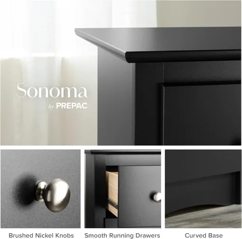 Vista 38 de Prepac Cómoda rústica estilo casa de campo, cómoda negra para dormitorio, cómoda con 5 cajones de 18.5 pulgadas de profundidad x 27.5 pulgadas