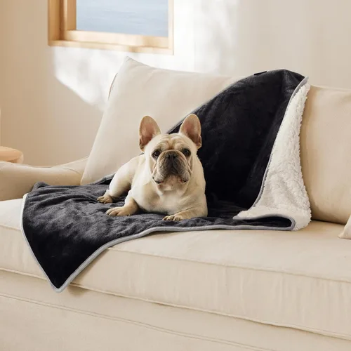 Vista 112 de Bedsure - Mantas impermeables para perros pequeños - Manta de felpa de sherpa con impresión suave lavable para perros y gatos, protector de muebles