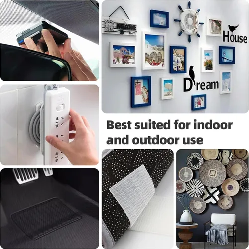 Vista 5 de Cierre resellable de doble bloqueo SJ3550 1" x 1" 10 piezas, cinta adhesiva de gancho en forma de hongo, negro, resistente para montaje de soporte