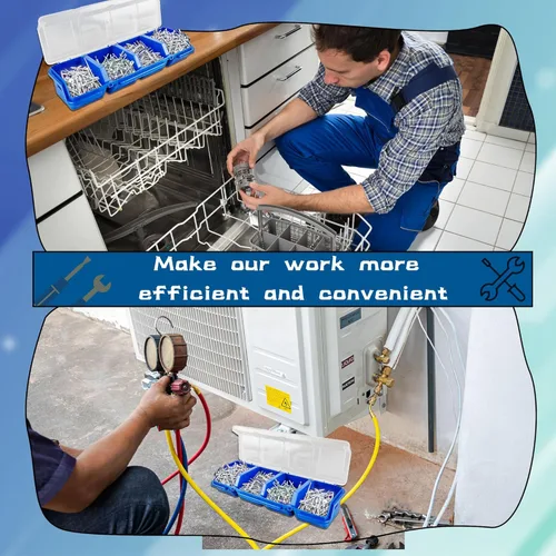 Vista 4 de Caja organizadora de tornillos de 8 piezas, caja de piezas de tornillo con 4 compartimentos, tapa translúcida, contenedores de herramientas