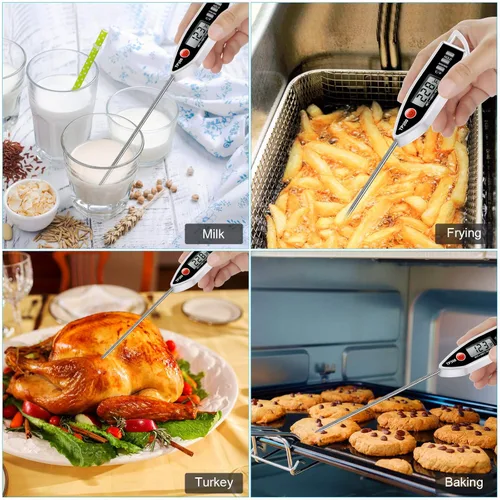 Vista 2 de Termómetro de Alimentos para Carne, Termómetro Digital para Dulces y Cocina, Termómetro de Cocina de Lectura Instantánea para Parrilla BBQ, Aceite