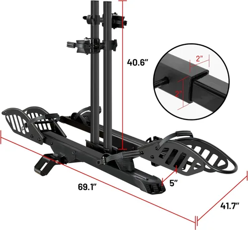 Vista 8 de Young Electric Soporte de enganche para bicicleta eléctrica de 200 libras, estilo plataforma para autos, camiones, SUV, furgonetas, caravanas, se
