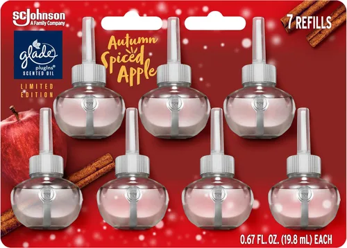 Glade PlugIns - Recambios de ambientador, aceites esenciales y perfumados para el hogar y el baño, manzana con especias de otoño, 4.69 onzas