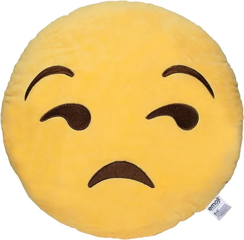 Vista 21 de Emoji Cara de Alienígena Cojín de Emoticón Relleno de Felpa Suave Almohada, Certificado Oficial, EvZ 31cm Gris