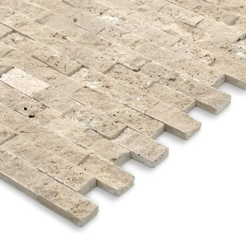 Vista 3 de SUNWINGS Azulejos de travertino autoadhesivos de piedra natural 3D de 5 hojas, 10.63 x 11.22 pulgadas, para pegar en el protector contra