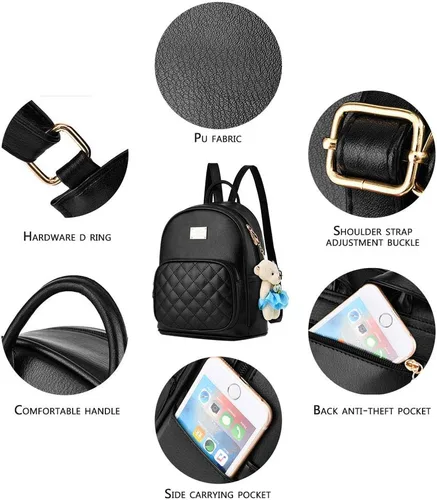 Vista 6 de Mochila imitación de piel con monedero para mujer