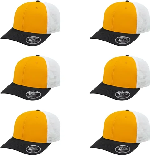 Vista 110 de Cap America i8502 Flexfit 110 Premium - Gorra de camionero de perfil medio con 6 paneles de malla trasera con protección UV y cierre ajustable