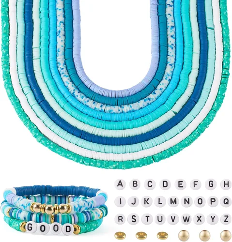 Vista 31 de FASHEWELRY 10 hebras planas redondas de arcilla polimérica de 0.236 pulgadas (0.236 in) hechas a mano, cuentas espaciadoras de disco, cuentas