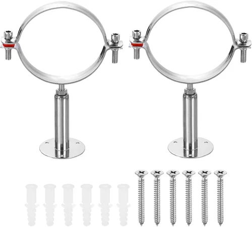 HARFINGTON Juego de 2 soportes de montaje en pared para montaje en techo de acero inoxidable 304, abrazadera de soporte de tubo ajustable con