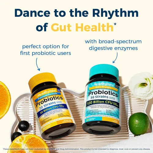 Vista 8 de NewRhythm Probióticos 50 mil millones de UFC, 20 cepas, 60 cápsulas vegetales, tecnología de liberación dirigida, resistente al ácido estomacal, sin