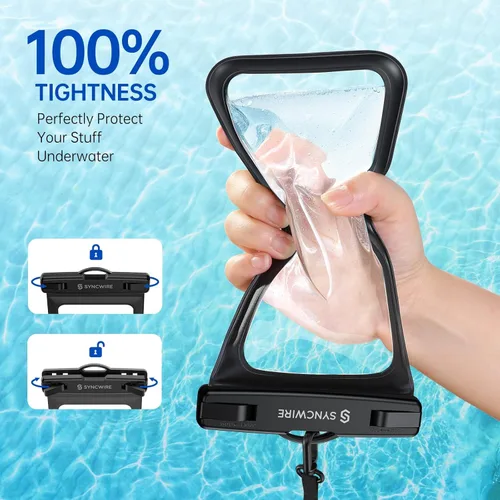 Vista 5 de Syncwire Funda impermeable para teléfono paquete de 2 Funda universal IPX8 impermeable para teléfono con cordón compatible con iPhone 131211 Pro XS