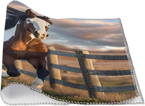 Vista 3 de Running in Field Wild Horses Placemats Set of 6 Resistant Table Mats Washable Place Mats for Dinner Party Table Decoration