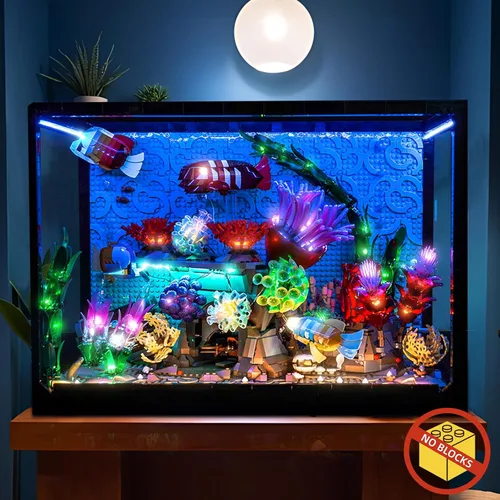 Vista 6 de BrickBling - Luz LED compatible con Lego Aquarium Tropical 10366, lámpara de decoración compatible con Lego Tanque de Peces Tropical - Excluye