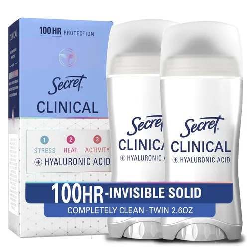 Secret Clinical Strength Desodorante antitranspirante para mujeres, 3X Protección contra el estrés, 72 horas de protección contra el sudor y el