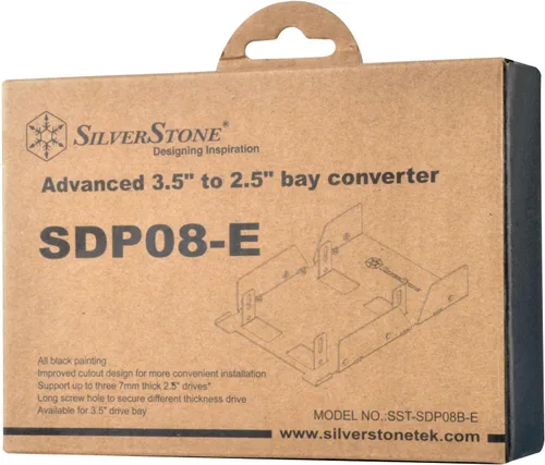 Vista 7 de SilverStone Technology Convertidor de bahía HDD/SSD de disco duro interno de 3.5 pulgadas a 3 x 2.5 pulgadas, negro SDP08B-E