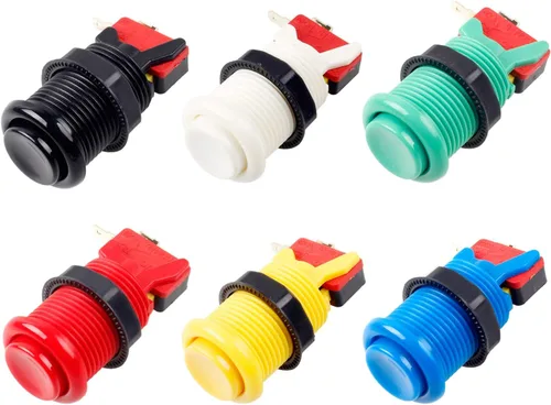 Vista 10 de EG STARTS 6 botones de arcada estándar de estilo americano conmutables tipo Happ de 1.181 in Terminal de 3/16 pulgadas para piezas de kit Jamma Mame