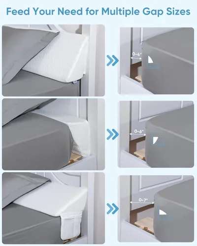 Vista 2 de Forias Cabecero de almohada de cuña para cama, relleno de espacio de cama (0-7 pulgadas), tamaño King entre colchón y cabecero, almohada triangular