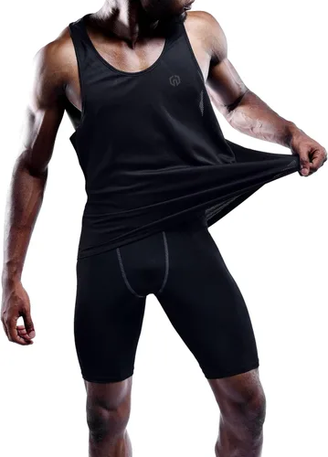 Vista 8 de NELEUS Paquete de 3 camisetas sin mangas con espalda en Y Dry Fit para hombre