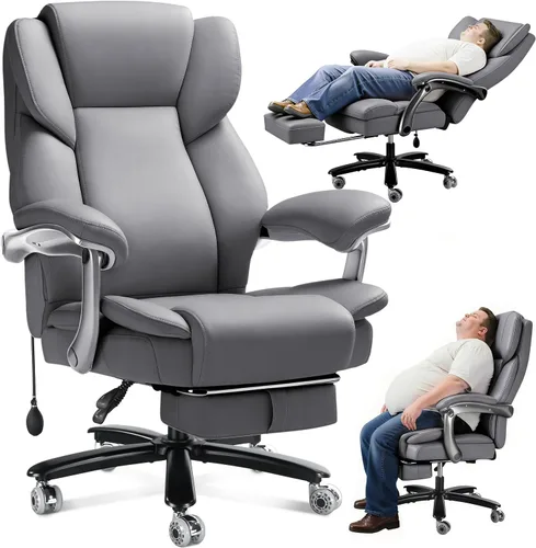 Vista 12 de Silla de oficina grande y alta de 600 libras para personas pesadas, silla de escritorio de oficina ejecutiva resistente y cómoda con soporte lumbar