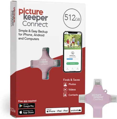 Vista 10 de Picture Keeper Connect para iPhone, Android, USB-C, PC y Mac - 64GB USB Backup para Fotos, Videos, Contactos, Unidad Flash de Memoria de Respaldo