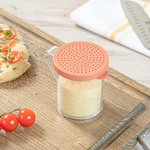 Vista 7 de Restaurantware RW Base - Mezclador de especias de plástico transparente de 10 onzas, 1 coctelera reutilizable para frotar en seco, incluye tapa