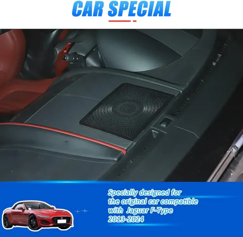 Vista 3 de Cubierta de altavoz de tablero de automóvil de acero inoxidable negra para Jaguar F-Type 2013-2023 Accesorios interiores de malla para consola