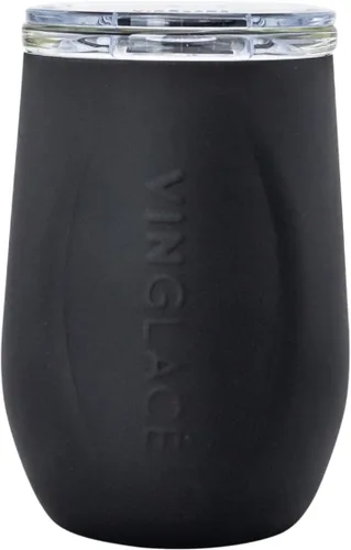 Vista 15 de Vinglacé Vaso de vino de acero inoxidable sin tallo - Vaso de vino aislado con inserción de vidrio y tapa para beber, 10 oz, color cobre