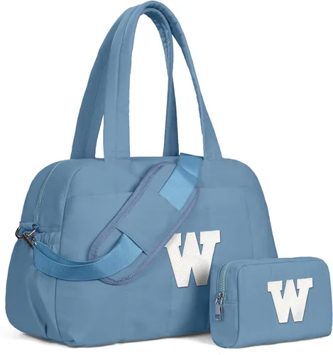Vista 126 de Bolsa de lona Vogewood, bolsas personalizadas de fin de semana para mujer, bolsas de viaje con estuche de maquillaje, regalos de cumpleaños, Beige