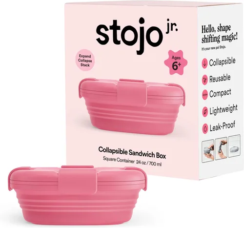 Vista 15 de STOJO Caja de sándwich plegable – 24 onzas, recipiente reutilizable de almacenamiento de alimentos, cuenco de silicona para alimentos