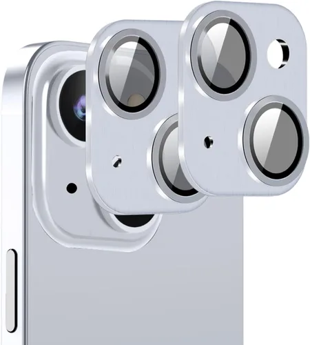 Vista 8 de [Negro] [Paquete de 2] Protector de lente de cámara para iPhone 15/15 Plus, Ultra HD 9H, cubierta de cámara de vidrio templado, pantalla de anillo