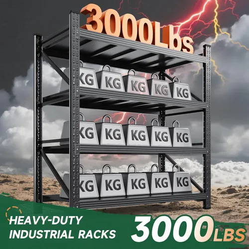 Vista 3 de Letaya Estantes de almacenamiento de 3000 libras resistentes, estantes de garaje de 70 pulgadas de alto, estante de utilidad ajustable de 4 niveles