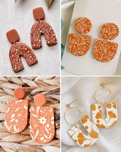 Vista 5 de KEOKER Plantillas de pantalla de seda floral para arcilla polimérica, 10 piezas de pantalla de seda para decoración de joyas y aretes de arcilla