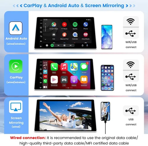 Vista 3 de CarlinKit Adaptador inalámbrico de coche CarPlay para radio de coche Android, Android Auto inalámbrico y Apple CarPlay 2 en 1, bajo consumo