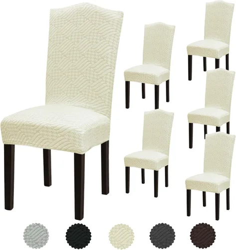 Vista 89 de Juego de 6 fundas elásticas para sillas de comedor, extraíbles y lavables, para sillas de comedor, hotel, ceremonia