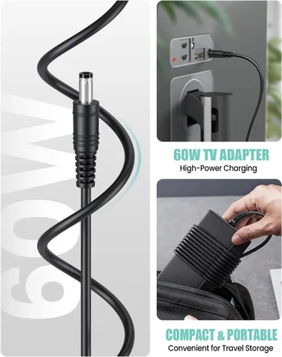 Vista 5 de 12V 5A Power Cord Compatible with Sceptre EC Series 35" 32" 30" 27" 24" 22" 20" 19" 15" E248W E225W E205W E275W C325W Screen LED Supply Adapter